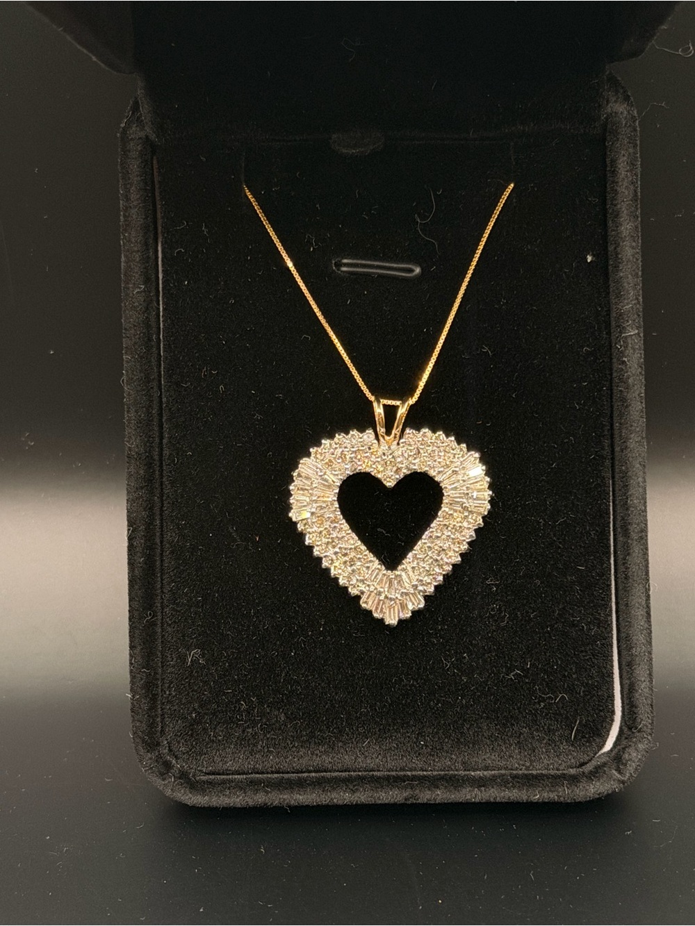 Gold Heart Pendant Necklace with Crystal Accents